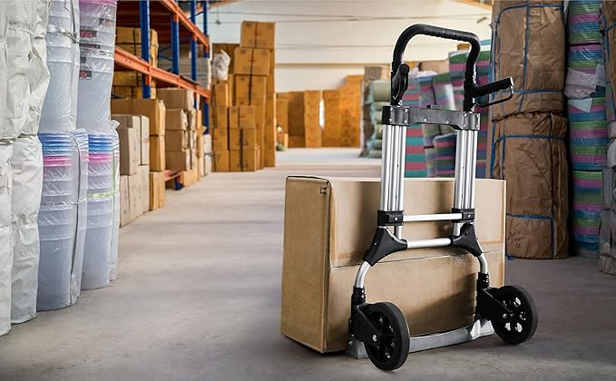 Olympia Tools 440 LB Aluminum Folding Hand Truck with Telescoping Handle - Foldable Moving Furniture Trolley Dolly Cart with 2-Wheels & Ergonomic Handle - Collapsible Hand Trucks for Home, Office