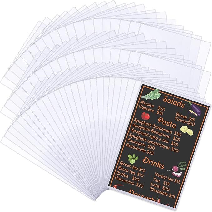 Henoyso 145 Pcs 8.5" x 14" Menu Cover Rigid Print Protectors Clear Heavy Duty Menu Holder Poster Protector Sleeve Hard Plastic Paper Sleeves for Page Sheet Photographs Document Birth Certificate