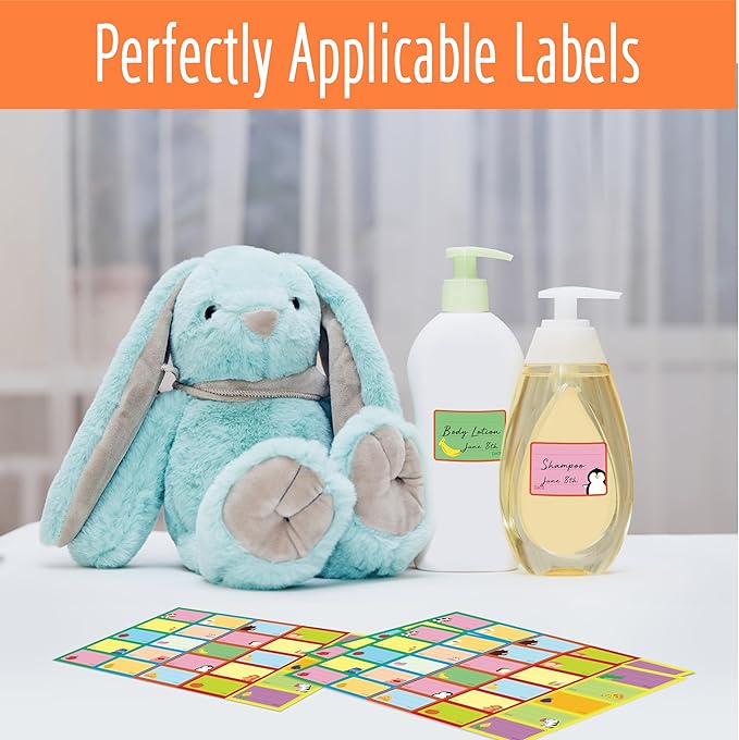 500 PCS Baby Food Labels, 25 Adorable Designs Removable Food Name Stickers Self-Adhesive Water/Oil/Tear Resistant Tags for Baby & Toddlers Food Containers, Water Bottles, School Supplies, Mason Jars