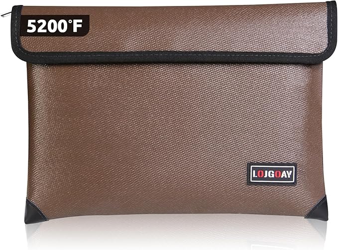 Fireproof Document Bag - with 4200°F Heat Insulated, Waterproof Fireproof Bag with Zipper, 8 Layers of Functional Materials, Fireproof Money Bag for Cash/Documents/Valuables, Fire Bag 11"x7.7" …