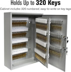 BankSupplies STEELMASTER 320 Key Cabinet - Dual Lock Control Key Box - Welded 22 Gauge Steel Construction - Scratch Resistant - Write-On Key Tags for Easy Identification