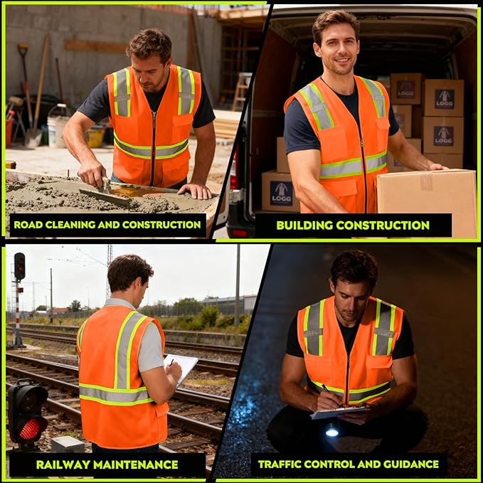 BeautyWill 10/20 Pack Custom Logo Safety Vest,Bulk High Visibility Class 2 Reflective Work Vests