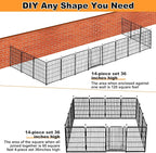 Garden Fence with Gate 36 in(H)×27 in(L) 14 Panels Total 31 Ft(L), Garden Fences and Borders for Dogs, Animal Barrier Fence, Black Metal Decorative Garden Fencing