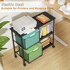 2 Drawer File Cabinet, Lateral Filing Cabinet, Rolling Printer Cabinet Cart with Open Storage Shelf, Office Storage with Wheels, Home Furniture, Black
