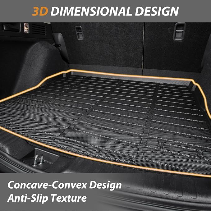AIPOIL® Floor Mats & Cargo Liner Set for 2024-2025 2026 Mazda CX90 & CX90 PHEV (7 Passengers) TPE All Weather Protection All Weather Protection Full Set Custom Car Mats Accessories - Black