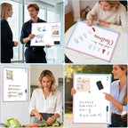 MaxGear Double-Sided Dry Erase Board for Wall, 16"x12" Hanging Whiteboard, Small Dry Erase White Board kit, Portable Whiteboard for Planning, Drawing, Memo, to Do List, Macaron Frame