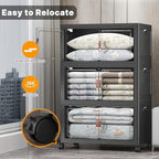 Extra Large Stackable Storage Bins with Lids & Wheels & Door, 480QT-160QT/40GAL*3Pack Foldable Collapsible Closet Organizers, Plastic containers drawers for bedroom Dorm