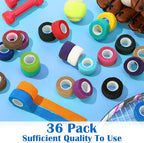 Treela 36 Pcs Self Adherent Bandage 1" X 5 Yard Wrap Breathable Cohesive Bandage Elastic Adhesive Tape for Stretch Athletic Sports Wrist Ankle (Multicolored)