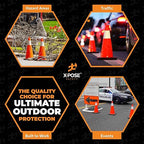 Xpose Safety 28 Inch Orange Traffic Cones with 6" Collar - 8 Pack Multipurpose PVC Plastic Safety Cone for Parking, Soccer, Caution, Kids and Construction - DOT Approved