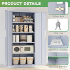 INTERGREAT Metal Storage Cabinet with Lock, 61" H Metal Cabinets Storage with 2 Doors and 4 Adjustable Shelves, Locking Garage Cabinet for Home Office, Kitchen, Bathroom (Cement Grey)