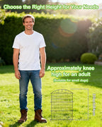 5 Panels Black Metal No Dig Garden Fence, 33in H x 24ft L Temporary Animal Barrier for Dogs & Rabbits, Reusable Outdoor Yard Fencing Without Lock