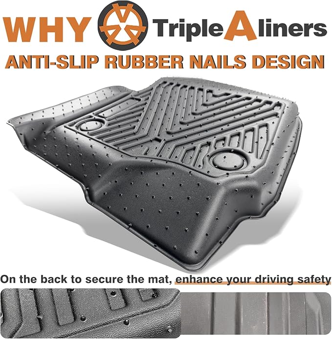 TripleAliners Floor Mats Compatible with Ford 2017-2025 2026 F250/F350/F450 Floor Mats Super Duty Accessories Crew Cab 1st & 2nd Row Floor Liners TPE All Weather Protection Heavy Duty Custom Fit