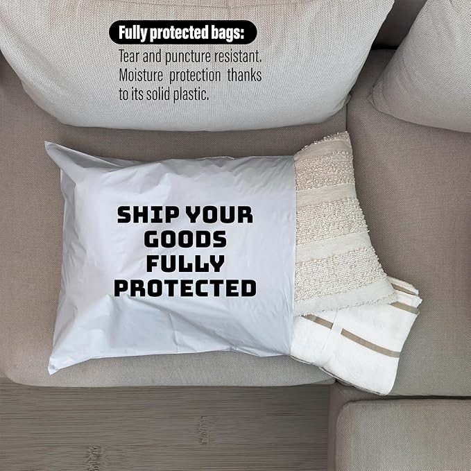 Poly Mailers 19x24 Inch - 100 Pack - Large Shipping Bags for Clothing & Packages, Strong Adhesive Sealing Mailing Envelopes for Small Business, White