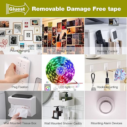 Double Sided Mounting Tape 2IN x 16.5FT, Strong Double Sided Tape Heavy Duty Black Wall Tape No Damage Foam Tape Adhesive Strips Poster Picture Hanging Tape Damage Free Hanging Strips