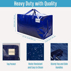 VENO 4 Pack Moving Bags and Large Christmas Decoration Storage Bins with lids. Alternative to Moving Boxes, Packing Supplies for College. Heavy Duty Totes (Blue, 4 Pack)