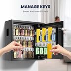 Heavy Duty 64 Keys Electronic Key Lock Box Wall Mount with Code, Key Cabinet with Deposit Key Slot, Adjust Key Organizer with Led Light