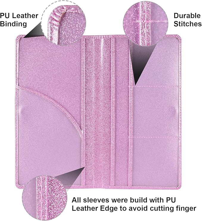 Cacturism Car Registration and Insurance Holder, Car Accessories Vehicle Glove Box Car Organizer Men Women Wallet Case with Magnetic Shut for Cards, Essential Document, Driver License, Bling Pink