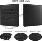 Car Registration and Insurance Holder, Premium PU Leather Vehicle Glove Box Car Organizer Men Women Wallet Accessories Case for ID, Driver's License - Black