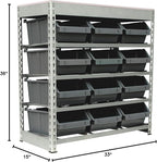 King's Rack Bin Rack Boltless Steel Storage System Organizer w/ 12 Plastic Bins in 4 tiers