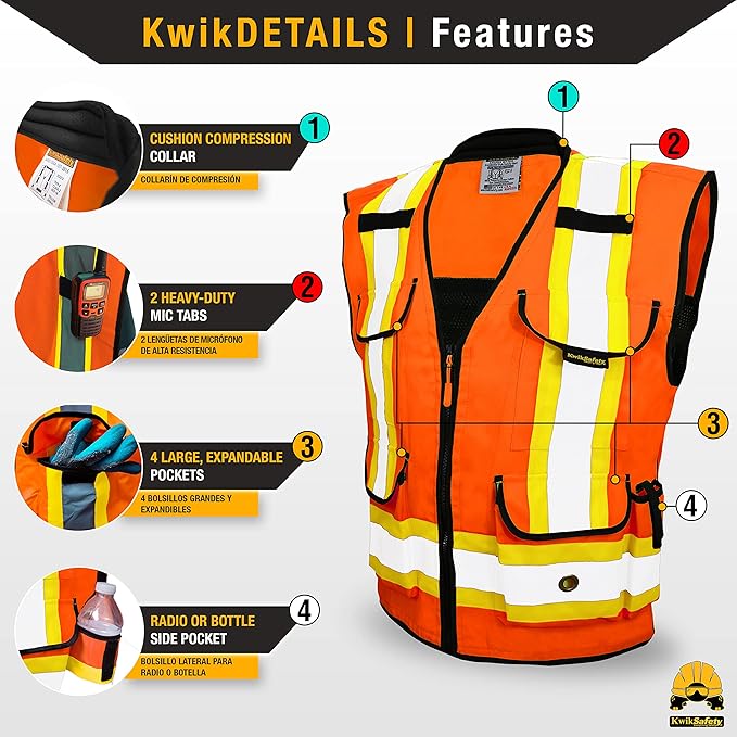 KwikSafety - Charlotte, NC - GODFATHER Safety Vest [CUSHIONED COLLAR + TABLET POCKET] ANSI OSHA