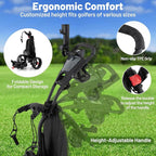 Tangkula Electric Golf Push Cart, Foldable 3 Wheels Golf Cart with Adjustable Handle & 9 Speed Settings, 18 Hole Battery, Umbrella Holder, Drink Holder, Scorecard Holder, Cooler Bag & USB Port, Black
