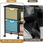 2 Drawer File Cabinet, Lateral Filing Cabinet, Rolling Printer Cabinet Cart with Open Storage Shelf, Office Storage with Wheels, Home Furniture, Black