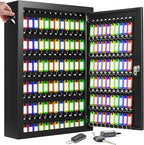 150 Keys Cabinet Organizer Wall Mount, Heavy Duty Key Lock Box with Key Hooks & 150 Tags Key Labels, Security Lockbox for Valets, Hotels, Car, Office Key Management & Storage