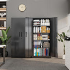 Superday Metal Garage Storage Cabinet with Lock, 71" H Lockable Storage Cabinets with Doors and 4 Adjustable Shelves, Locking Cabinet for Office, Home, Garage, Gym, School (Black)