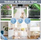 Metal Freestanding Dog Gates with Door for Outdoor Indoor,40'' Extra Wide 32'' Tall Free Standing Dog Gate for Doorways,Large Openings,Deck,Yard,Porch,Foldable Safety Pet Fence(White,2 Panels)