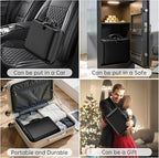 ENGPOW Fireproof Document Box with Lock, Hard Case Fire & Water Resistant File Organizer with 25-Pocket Accordion File Folder, Portable Home Office Safe Storage for Important Documents Laptop Black