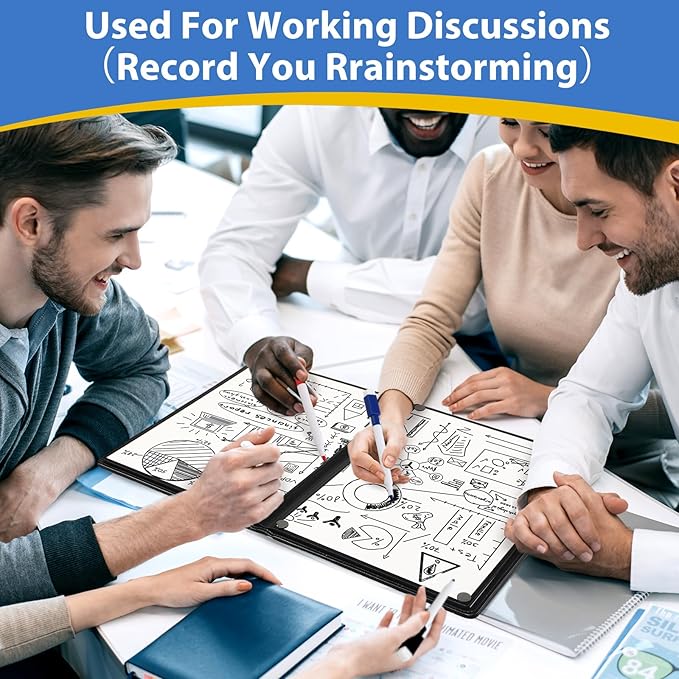 6 Sides Whiteboard Notebook Portable Whiteboard Dry Erase Notebook Portable Dry Erase Board Double Sided Folding Whiteboards White Board for Office Study Meeting (Black,A4: 9"×12”)