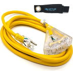 10 ft Outdoor Extension Cord Waterproof - 12 Gauge Heavy Duty Extension Cord Splitter Outdoor 10 ft - Lighted Outdoor Extension Cords with Multiple Outlets - Watts Wire - 10' Grounded