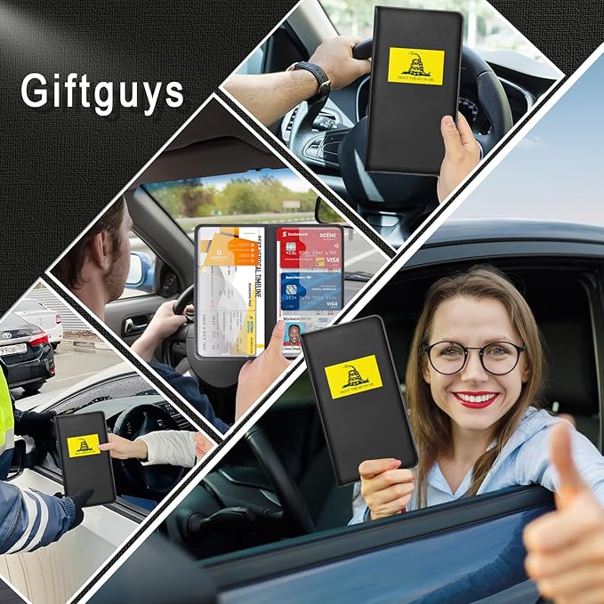 Car Insurance and Registration Card Holder | for BMW Ford Tesla Cadillac All Cars | Store Cards, ID License & Essential Documents | Premium Leather with Magnetic Closure