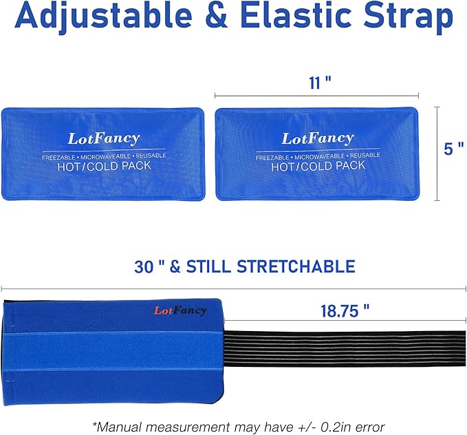 LotFancy Ice Packs for Injuries Reusable, 2 Gel Packs Wrap for Knee Head Neck Ankle Wrist Elbow Foot Legs Back Joint Pain Relief, Hot Cold Therapy for Surgery Recovery, First Aid