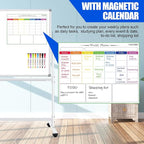 Double-Sided Rolling Whiteboards on Wheels 72 X 48, Large Dry Erase Board with Stands, Magnetic Mobile White Board Standing White Boards with Eraser & Marker & Magnet & Magnetic Calendar