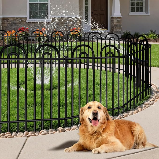 Decorative Garden Fence, 15 Panels No Dig Fence, 32 in(H) x 36.25 ft(L) Animal Barrier for Dogs Rabbits, Rustproof Metal Arched Decorative Garden Fences for Flower Bed, Outdoor, Yard, Patio