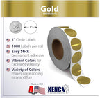 Kenco Color Coding Circle Dot Sticker Labels on a roll (Gold FOIL, 1 INCH 1000 Stickers)