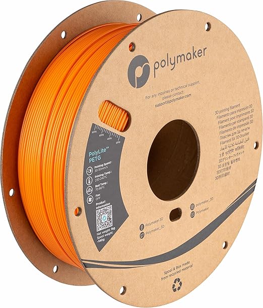 Polymaker PolyLite Orange 3D Printer PETG Filament 1.75mm 1kg, Legacy PETG Formula, +- 0.03mm Dimensional Accuracy, Reliable Everyday Filament, Strong Layer Bonding, Compatible with Most 3D Printers