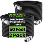 GEARit DMX to DMX Stage Lighting Cable (50 Feet, 2-Pack) DMX Male to Female (XLR Compatible) 3-Pin Balanced Shielded for DJ LED Moving Head Par Light, Mic Mixer, Recording Studio, Podcast - 50ft