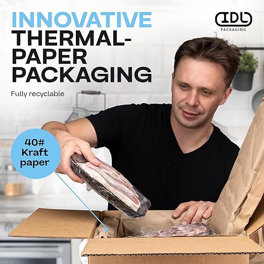 Insulated Thermal Shipping Boxes 12"x12"x12", Pack of 6 - USA-Made Cold Food Shipping Box 3.6-Gallon Capacity with Thermal Paper Liners, Absorb Condensation – Ideal for Frozen Food by IDL Packaging