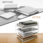 4 Tier Paper Organizer Letter Tray - Acrylic Tray Organizer for Desk, Paper Sorter Organizer for Letter/A4 Office File Folder Holder - Crystal-Clear File Organizer