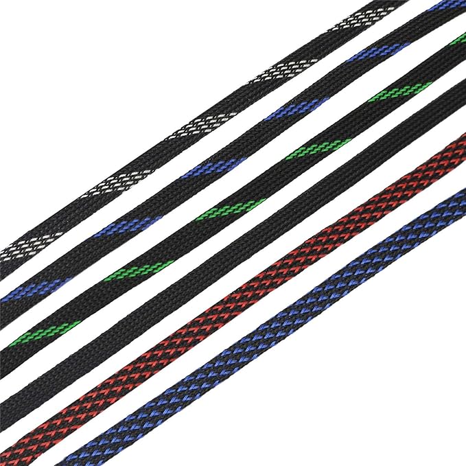 30ft PET Expandable Sleeving Wire Cable Sleeve (1/6", Steel Blue&Black)