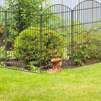 Decorative Garden Fence 6 Panels 14.8 ft (L)×38in (H) Metal Garden Fences, No Dig Animal Barrier Fencing Rustproof Wire Temporary Dog Fence Outdoor for Patio Backyard Lawn - Without Door