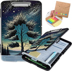 Clipboard with Storage,Heavy Duty Plastic Storage Clipboard with Low Profile Clip,Teacher Must Haves,Office Supplies,Sky Forest Tree