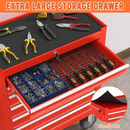 7-Drawer Rolling Tool Chest with Wheels, Metal Tool Box, Large Capacity Tool Storage Cabinet with Keyed Locking, Tool Organizer Box for Garage, Workshop, Warehouse (Red)