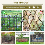 10 Panels No Dig Garden Fence with Gate, 42in x 24.2ft Decorative Dog Fence Outdoor for Yard, Tall Animal Barrier Rustproof Metal Wire Garden Edging Border, Temporary Fencing for Outdoor, Patio