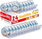 Tape Refills with Dispenser, 24 Roll Invisible Tapes, 3/4 Inch X 600 in, Gift Wrapping Tapes Supplier for Christmas Home School Office Use