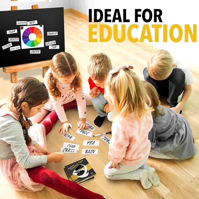 X-bet MAGNET Dry Erase Magnetic Strips - Magnetic Tape Roll - Blank Write On Magnets - Sticky Labels and Stickers - Writable Flexible Magnet Sheet for Whiteboards, Refrigerator and Crafts