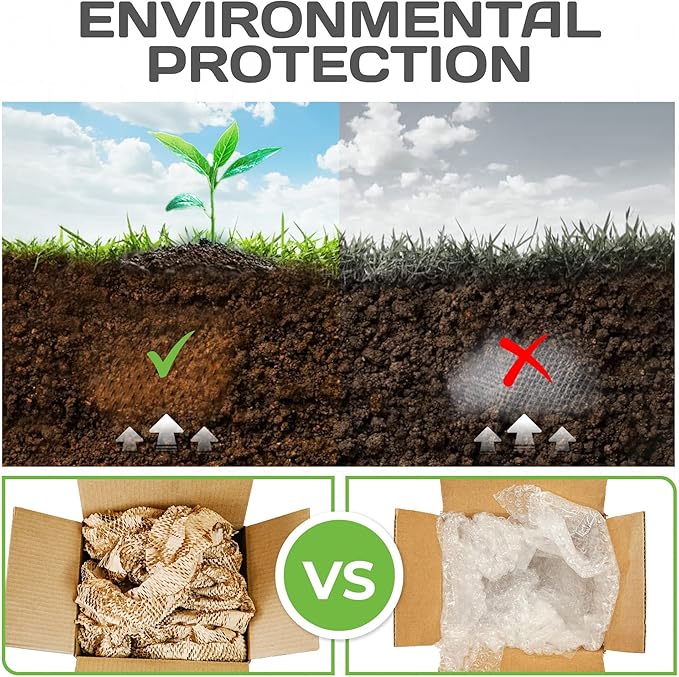 HexcelPack HexaFil Mini - Honeycomb Packing Paper, Eco-Friendly, Sustainable Filler for Shipping & Moving, Cushioned Packing Material in Dispenser Box, Alternative to Bubble Wrap - Natural, 12" x 850'
