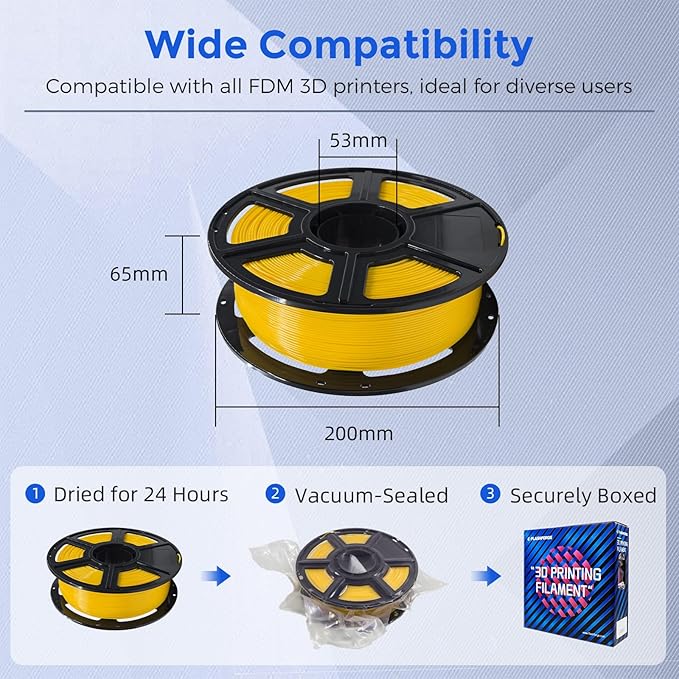 FLASHFORGE PETG Pro Filament 1.75mm Yellow, 3D Printer Filament 1kg (2.2lbs) Spool, Dimensional Accuracy +/- 0.02mm, 3D Printing Filament for Various Mechanical Parts, Waterproof Parts